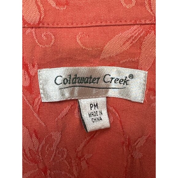 Coldwater Creek Floral Embossed Jacket Womens Size PM Cotton Blend Full Zip - Picture 9 of 14